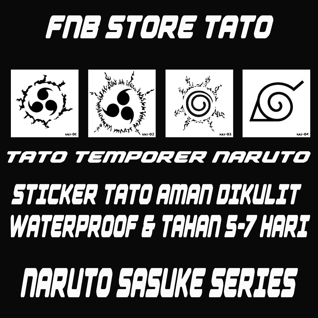 Naruto Sasuke Series สติ๊กเกอร์รอยสักชั่วคราว Safe to Skin Lasts 5-7 วันกันน้ํา