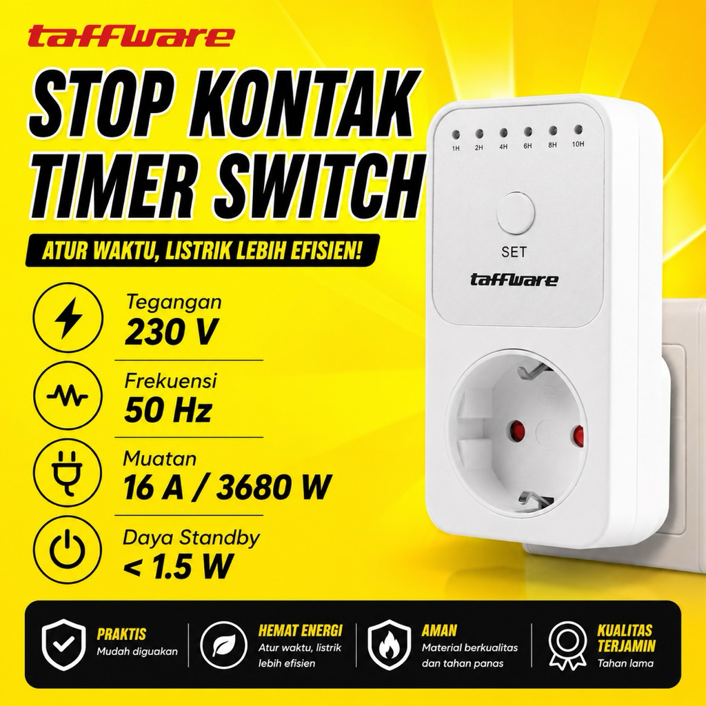 TAFWARE 16A 3680W AUTOMATIC TIMER POWER SAVING AUTOMATIC ON OFF ELECTRICAL PLUG