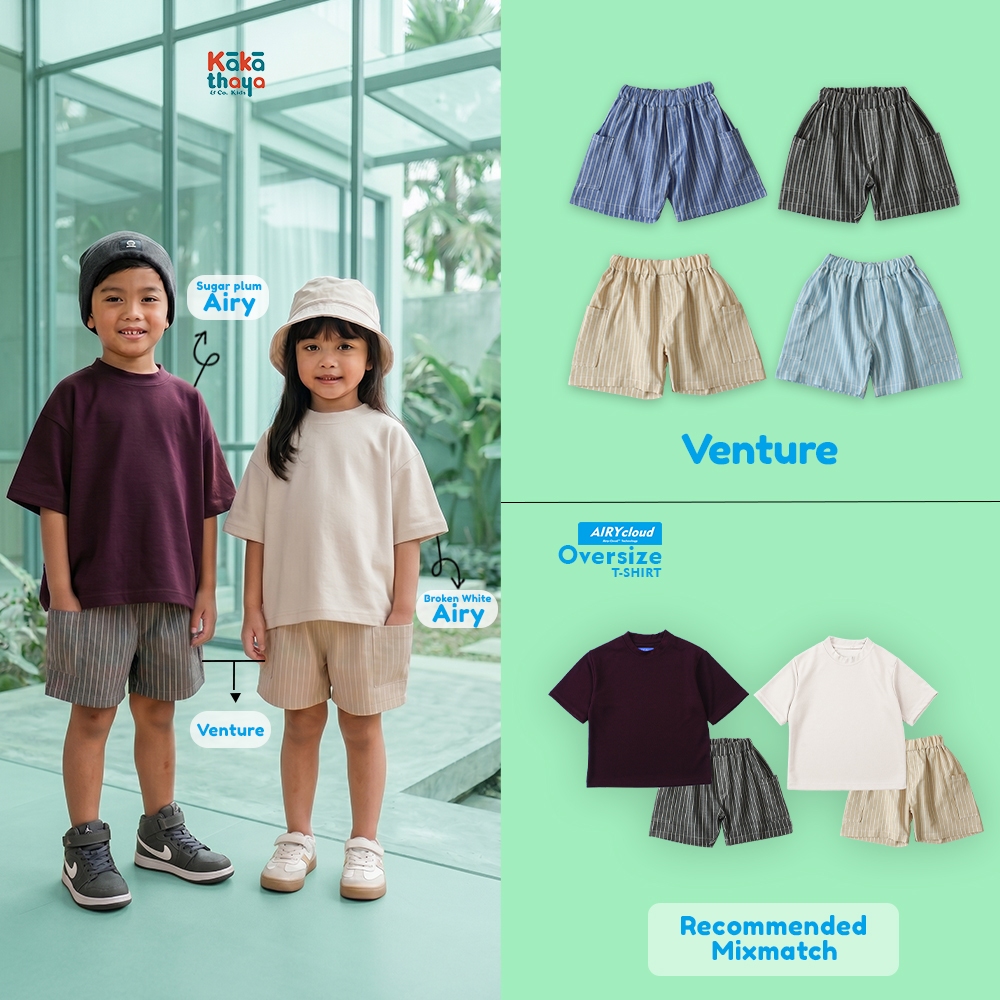 KAKATHAYA Venture กางเกงเด็กผู้ชายกางเกงลายกางเกงขาสั้นเด็กชาย 2-8 ปี