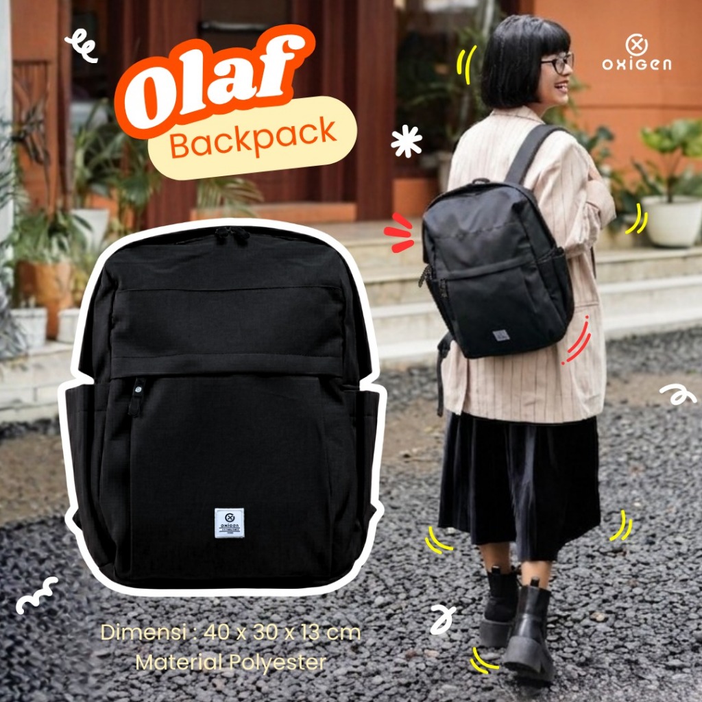 Oxigen Olaf Tas Ransel Laptop Wanita Polyester Backpack Free Raincover