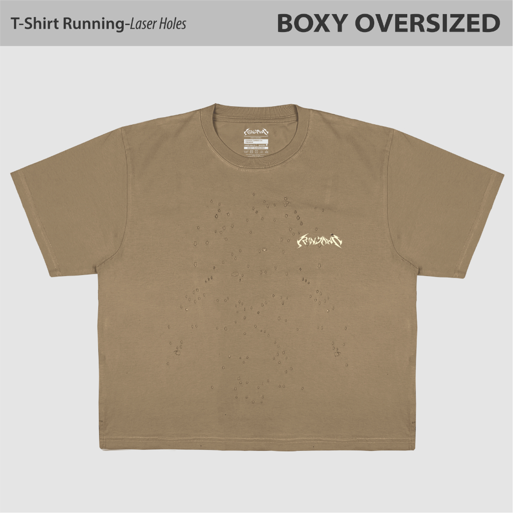 Rundawn BOXY SHORT SLEEVE OVERSIZE Unisex – เสื้อวิ่งมีรู • BASIC CORE MILK CHOCOLATE