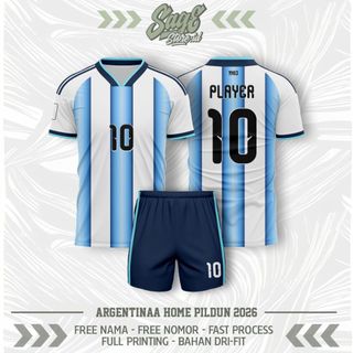 Jersey Bola Argentina 2026 Full Patch Pildun Custom Nama Nopung FullPrint