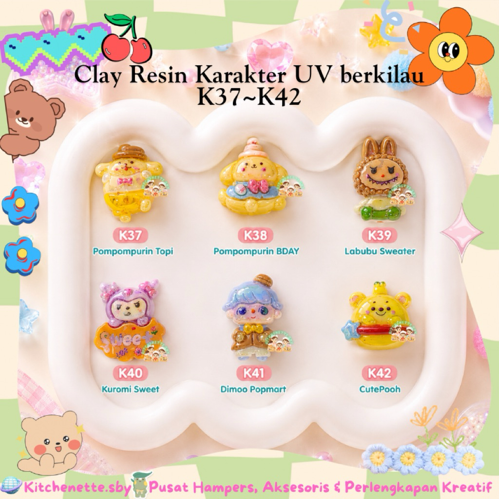 K37 ~ K42 อุปกรณ์เสริม CLAY pompompurin หมวก bday ฟักทองเสื้อกันหนาว kuromi sweet sanrio dime pop ma
