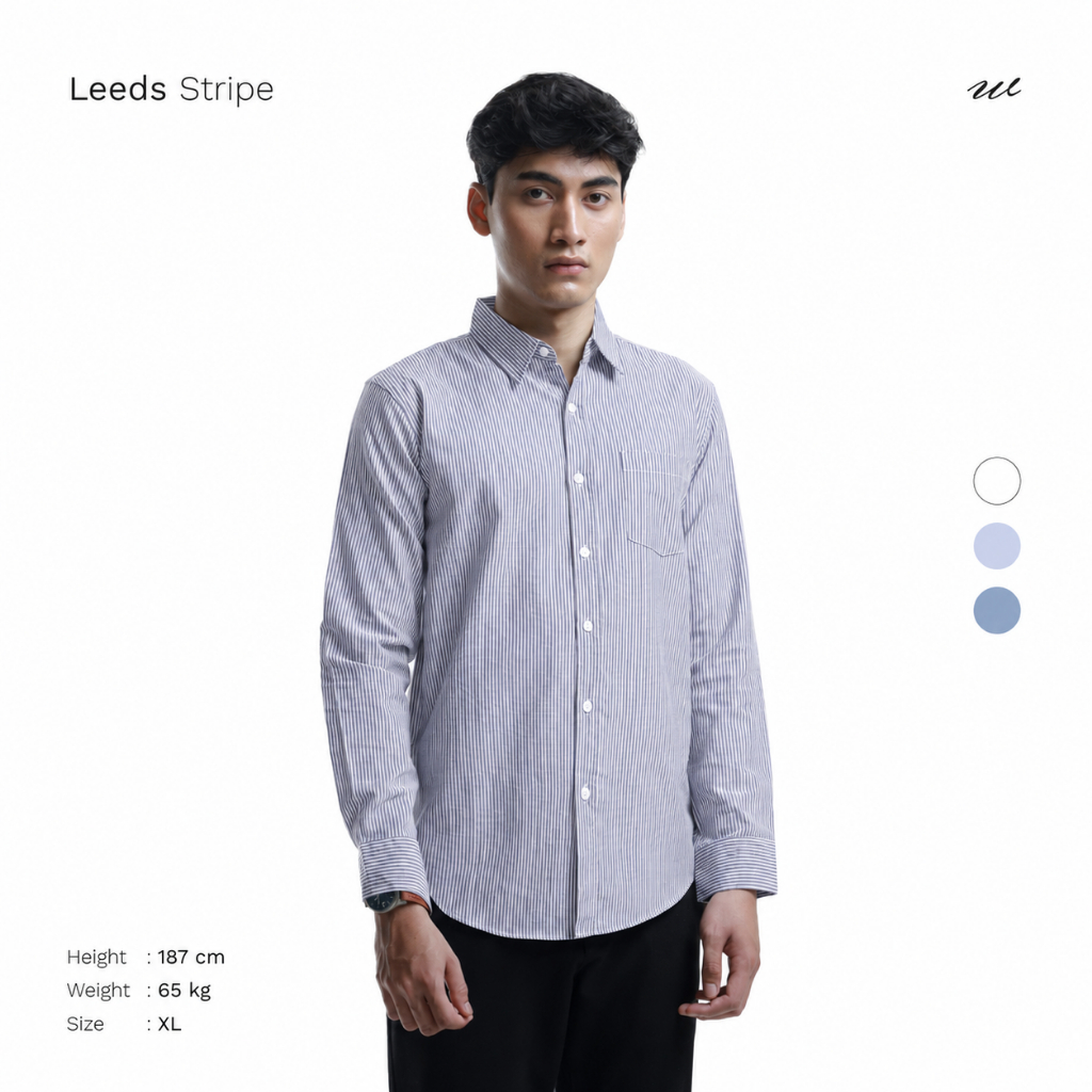 KEMEJA Wilmerstudios Leeds Stripe Shirt All Variants