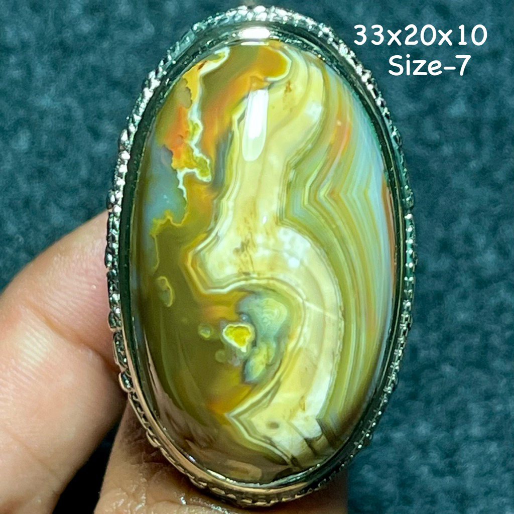 แหวนอาเกตปะการังธรรมชาติจัมโบ้ (ต้นฉบับธรรมชาติ)