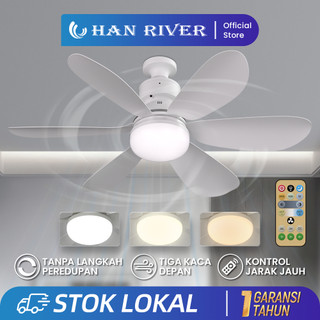 HAN RIVER 52CM Kipas Angin Plafon 40W 2in1 Lampu Kipas Angin LED E27 Multifungsi Dengan Peredupan Remote Control