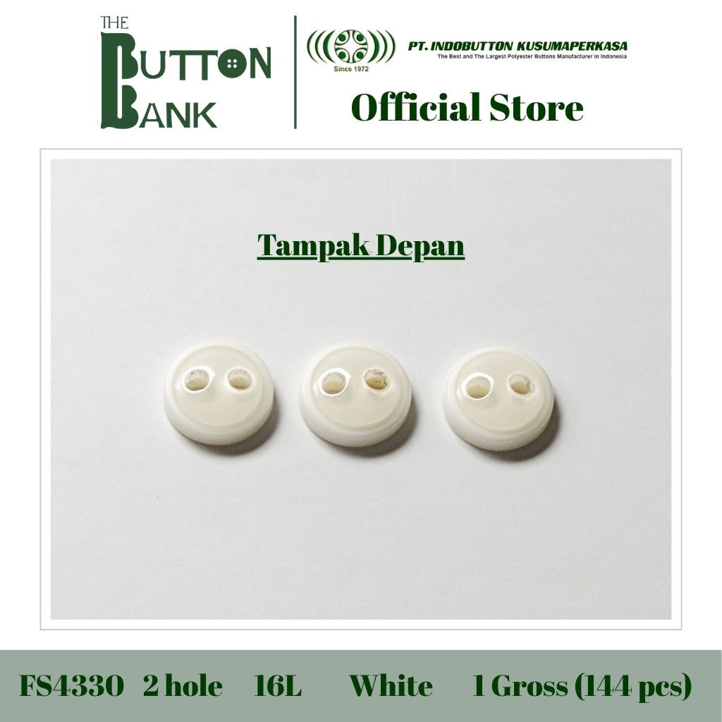 KEMEJA กระดุมเสื้อเชิ้ตสีขาว ขนาด 16L / 10mm EXPORT QUALITY FS4330-16-WHITE