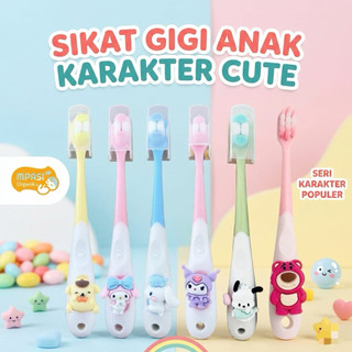 My melody toothbrush sikat gigi bulu lembut karakter kartun my melody kuromi pompom sikat gigi lidah gusi