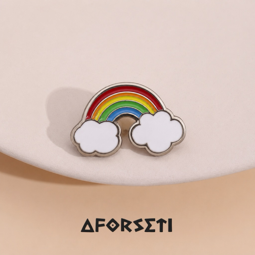เข็มเคลือบฟัน RAINBOW CLOUD QUE BROOCH PIN / BROOCH / OUPLE PIN / เข็มน่ารัก / ปุ่มน่ารัก / หมุดวง /