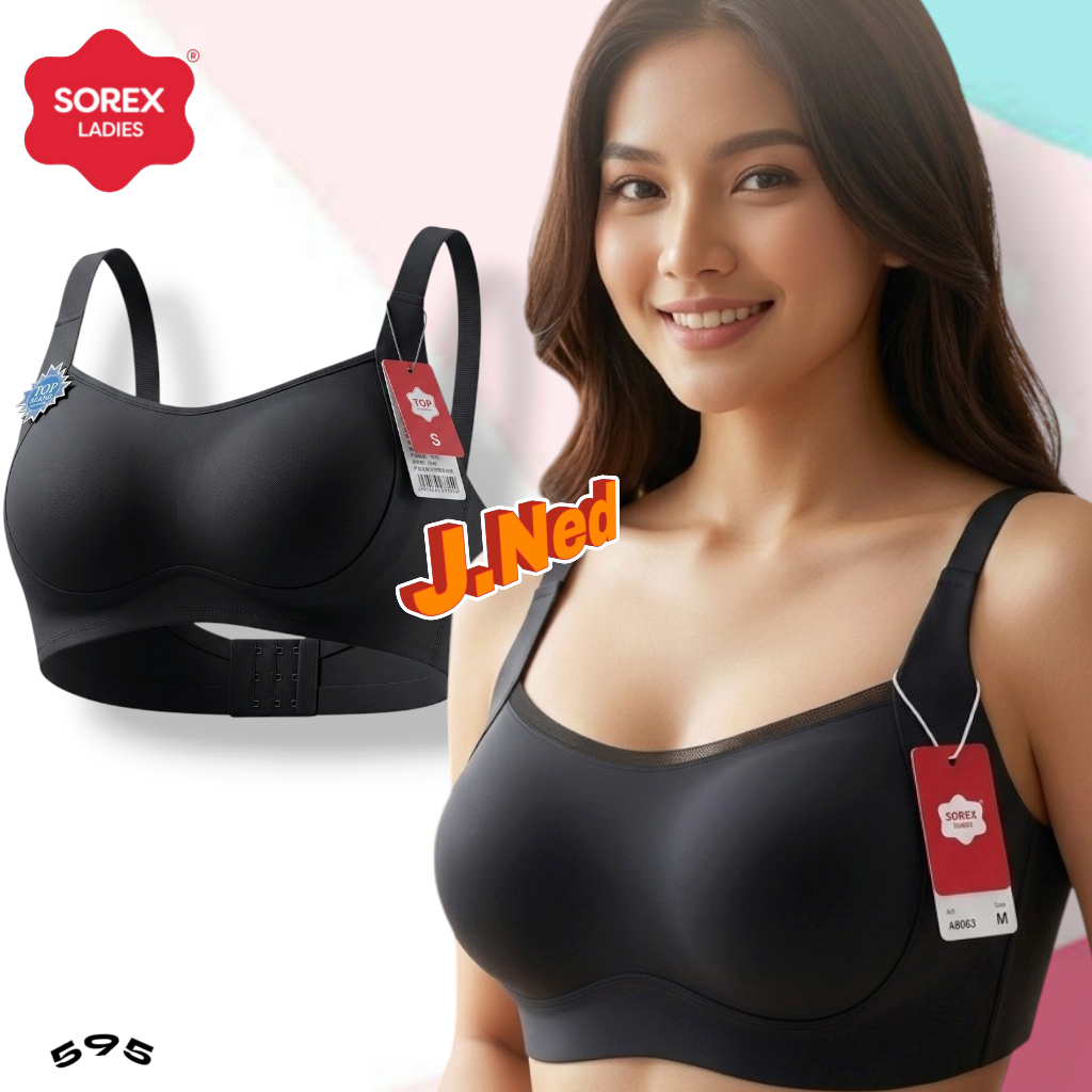 J595 Sorex Bra Square Neck Foam No Wire Cup B Three Hooks Size M - XXL (34-40)