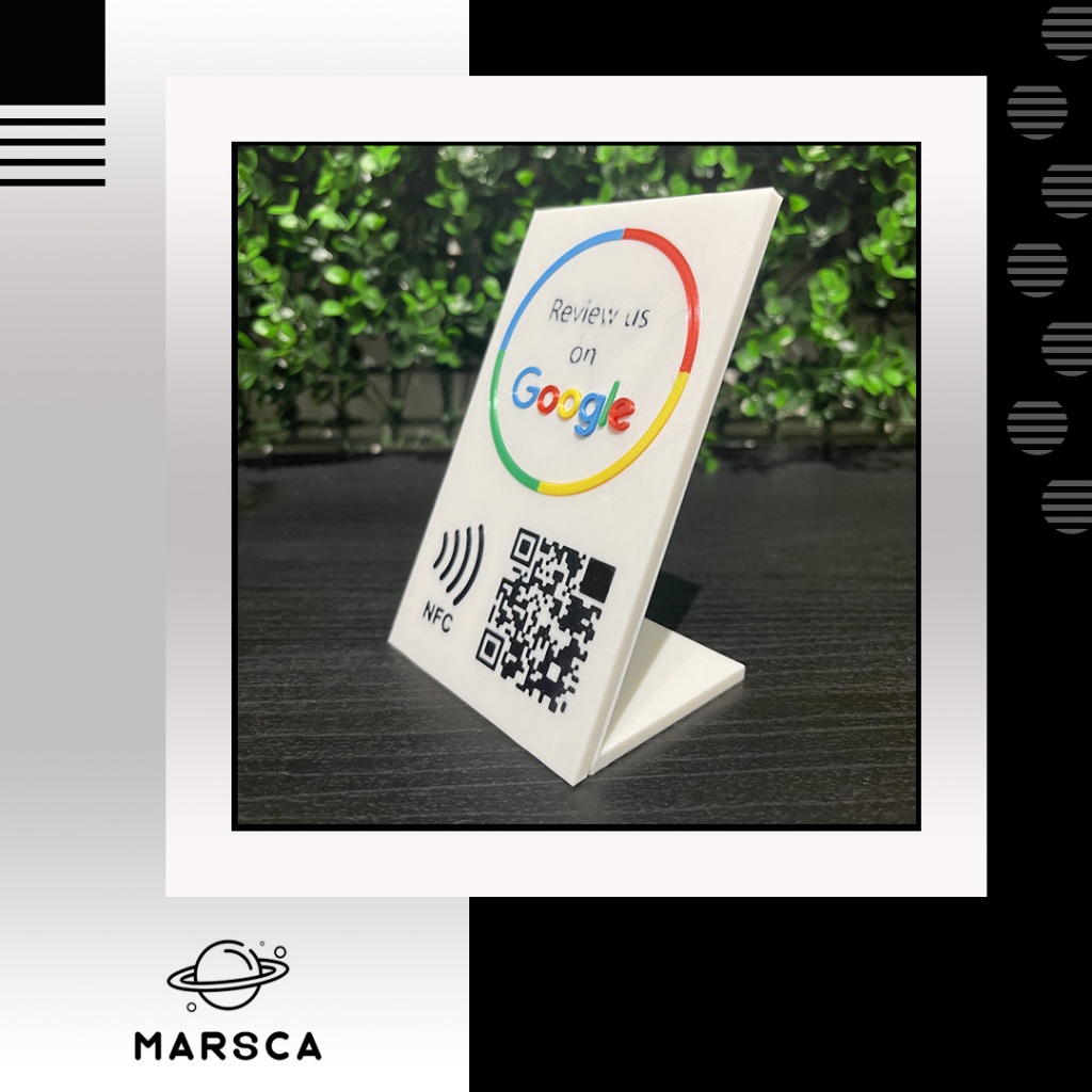 3D พิมพ์ Google Review Stand Google Business QR Code Shop ร้านอาหาร Tap Scan Whatsapp Wifi Instagram