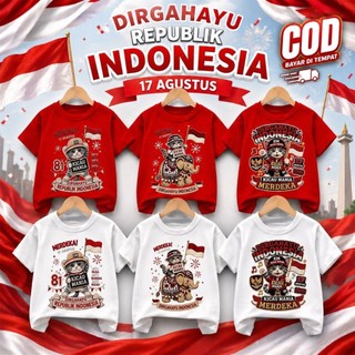 Viralll Baju kaos kemerdekaan anak untuk cowok cewek / kaos 17 agustus baju anak motif Kicau Mania Cat  bahan soft katun