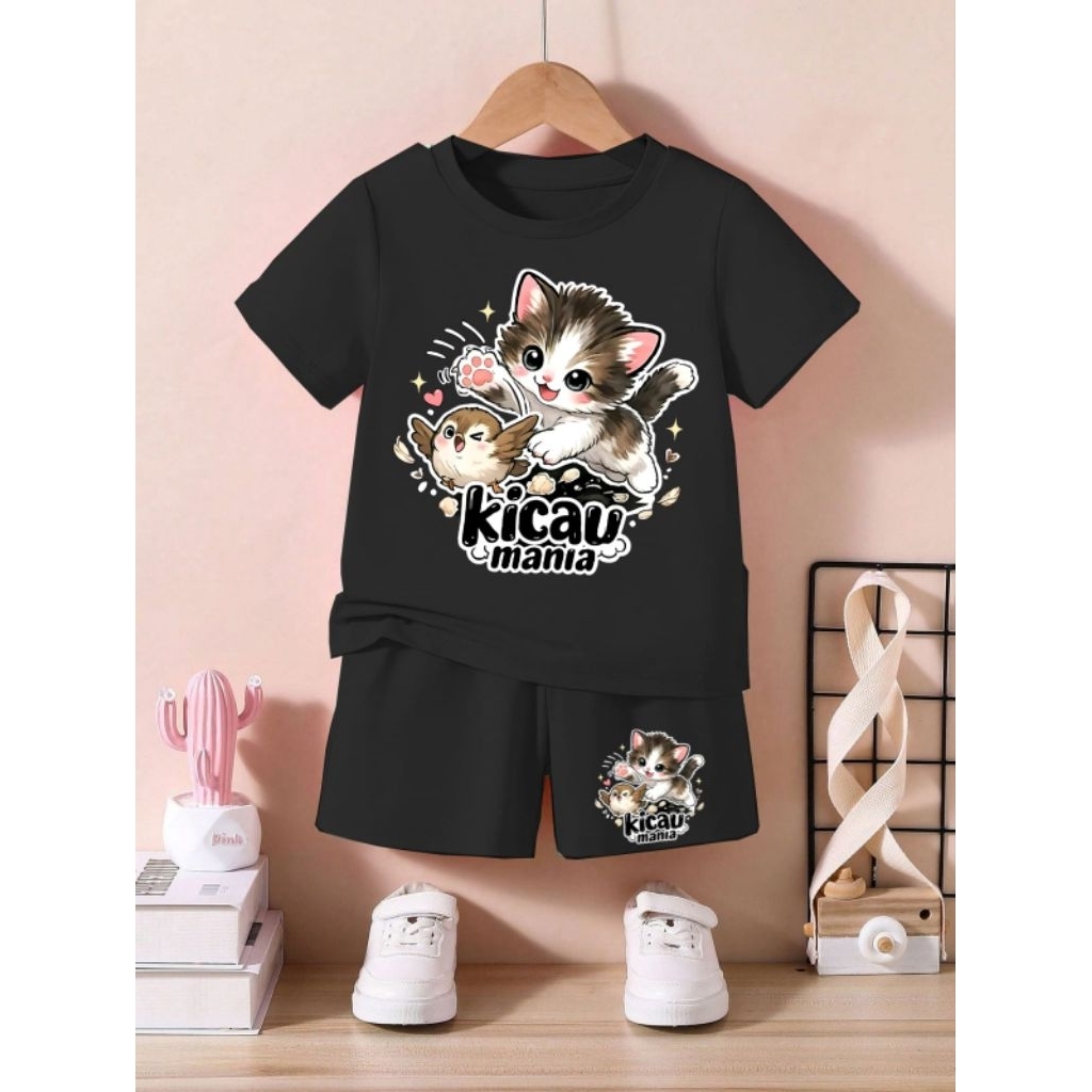 ชุดสูทเด็ก Viral Kicau Mania 02 เสื้อผ้า Unisex อายุ 2-12 ปี กางเกงขาสั้นยอดนิยมล่าสุด Cat