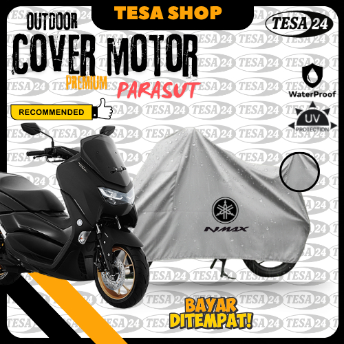 Yamaha NMAX Premium Parachute Waterproof UV Outdoor Motorcycle Cover Motorcycle Protector Silver & Black Variant