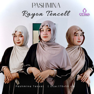 Pashmina Rayon Tencel | Free Pouch | Pinggiran Double Stitch