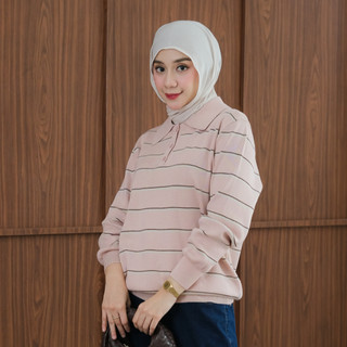 Odeca | Polo Stripe Knit | Sweater | Atasan wanita