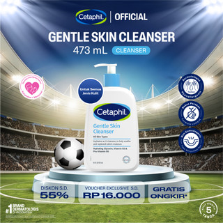 Cetaphil Gentle Skin Cleanser 473ml dengan Niacinamide, Glycerin dan Panthenol Sabun Pembersih Muka Untuk Segala Jenis Kulit