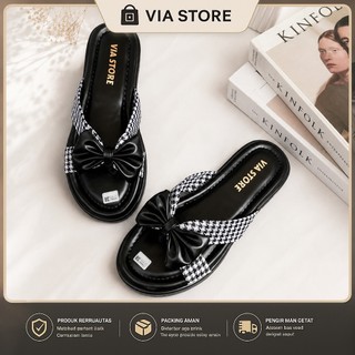 Sandal Wanita Elegan VIA Model Platform Jepit Anti Slip
