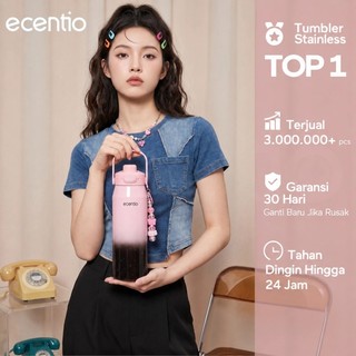 [Black Pink Series] ecentio Tumbler Stainless Portable Botol Minum Aesthetic Anti Bocor 510ml 530ml 1000ml Dingin Tahan Lama 24 Jam Hangat hingga 14 Jam Starry Gradient Series untuk Harian Kantor Sekolah