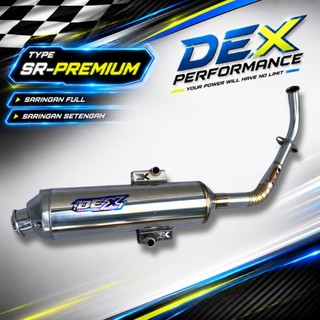 Knalpot Standart Racing DEX PERFORMANCE Type SR - PREMIUM Doubel Bracket Untuk Motor Matic Beat, Mio, Scoopy Suara Bass Adem Inlet 28-38mm Out 38mm