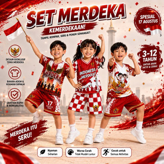 SET MERDEKA ANAK JERSEY SETELAN ANAK KEMERDEKAAN / BAJU ANAK SETELAN MURMER / BAJU KEKINIAN ANAK