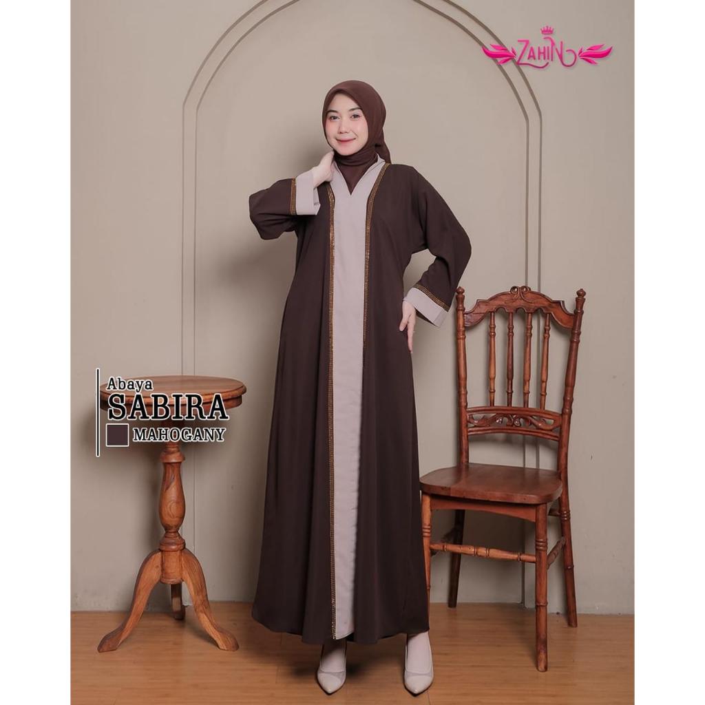 ABAYA TURKEY SABIRA ABAYA EXCLUSIVE BY ZAHIN MARINA MAHOGONY MATERIAL ทุกขนาด