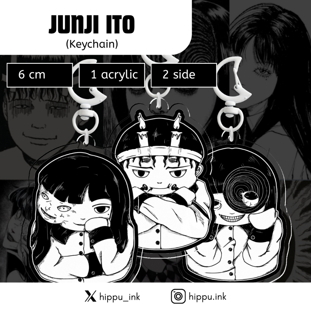 JUNJI ITO พวงกุญแจ Tomie, Uzumaki, Souichi Fanmerch โดย Hippu Ink
