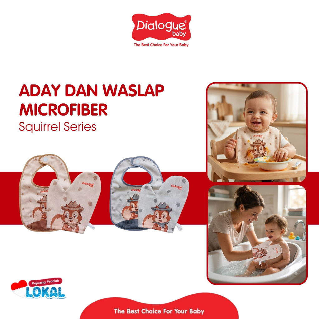 Dialogue Baby Aday and Squirrel Series Microfiber Washcloth - DGA3327