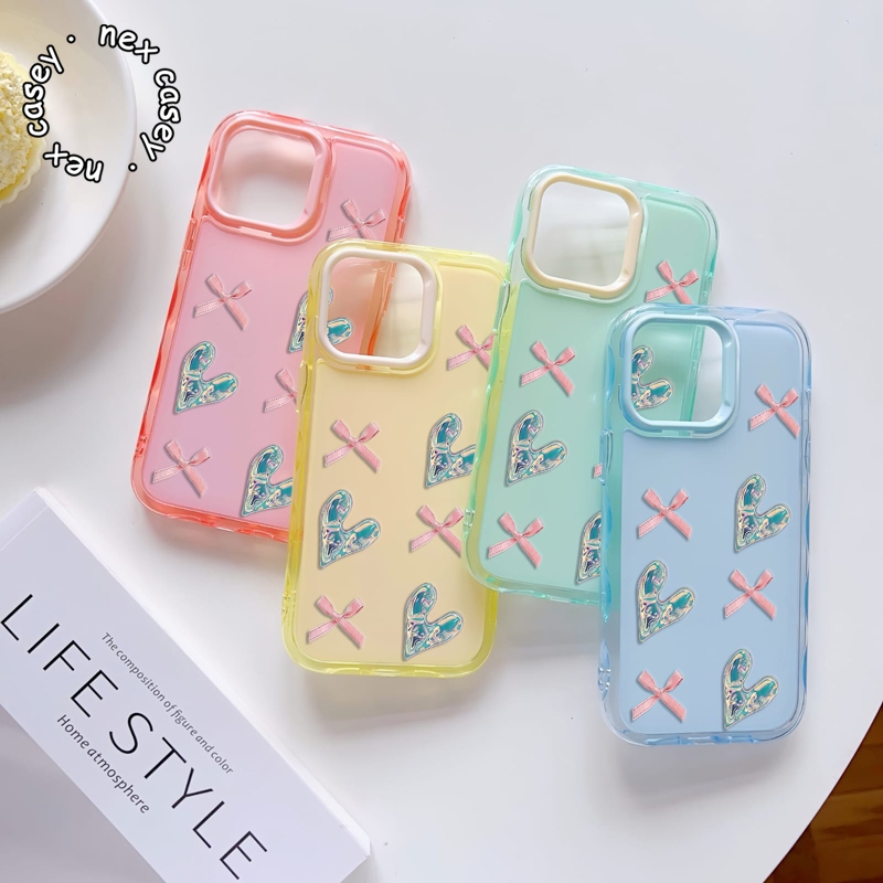 GC271 LOVE RIBBON MOTIF 2 IN 1 สี MACAROON สําหรับ XIAOMI REDMI หมายเหตุ 7 8 9 10 11 12 13 14 15 PRO