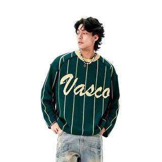 Vasco - Rugby Knitwear Sweater Boxi Unisex Pria Wanita Bahan Rajut Premium Motif Garis Vertikal Tulisan Vasco Gaya Vintage Korea Streetwear COD