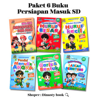 PAKET 6 BUKU ANAK BELAJAR MENULIS HURUF BESAR /HURUF KECIL/MENULIS ANGKA/PANDAI BERHITUNG/KREATIFITAS DAYA FIKIR/Db
