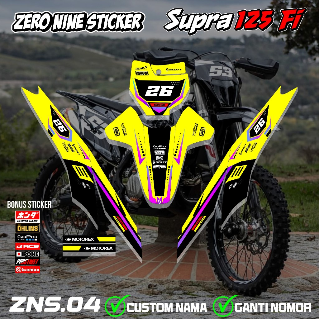 สติ๊กเกอร์ RBT SUPRA 125 FI SEMI มอเตอร์เต็มตัว RBT BEBEK MODIF SUPERMOTO YZ CRF KLX KTM RBT AS.04