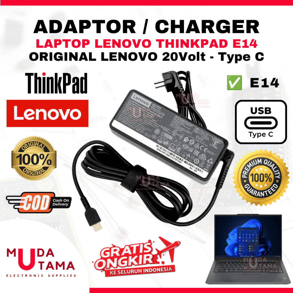 Original LENOVO Thinkpad E14 Type C อะแดปเตอร์ชาร์จแล็ปท็อป - LENOVO Thinkpad E14 แล็ปท็อปอะแดปเตอร์