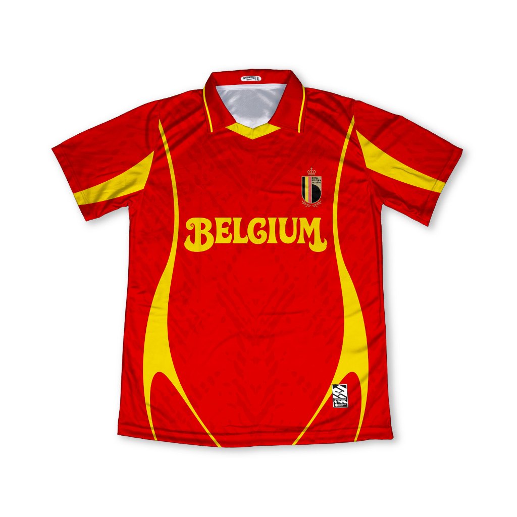 MERAH เสื้อยืด Jersey Vintage Football Edition Football Fantasy World Cup 2026 Belgium Red Yellow Ae