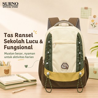 SURNO Tas Ransel Pelajar Korea Backpack laptop 16 inch Tahan Air Ransel Wanita Berkapasitas Besar