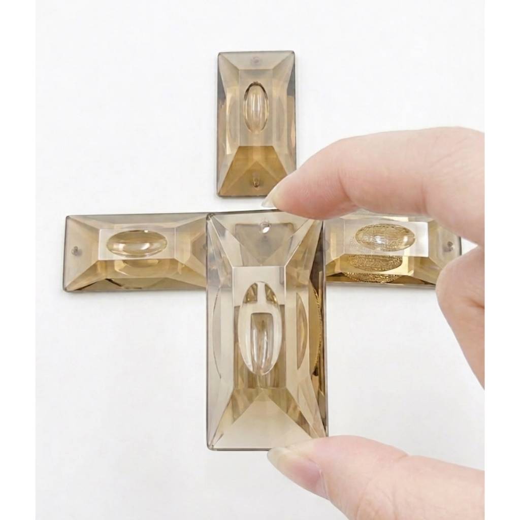 MATA 5 cm 2 Hole Square Oval Eye Square Cognac Glass Crystal สําหรับไฟตกแต่งและตกแต่ง