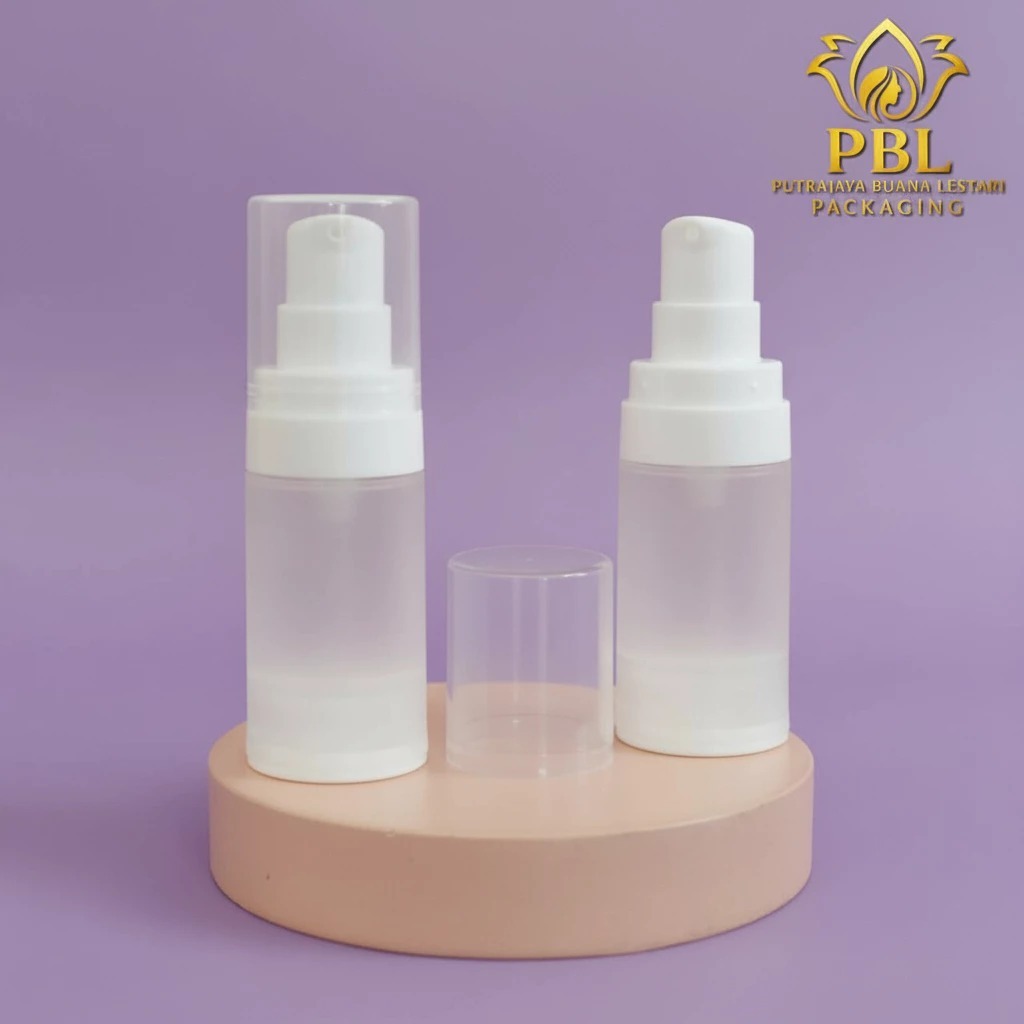 ขวดปั๊มโลชั่นสุญญากาศ PP 15 มล. / ขวดเซรั่มธรรมชาติฝ้า 15 มล. / พลาสติก PP