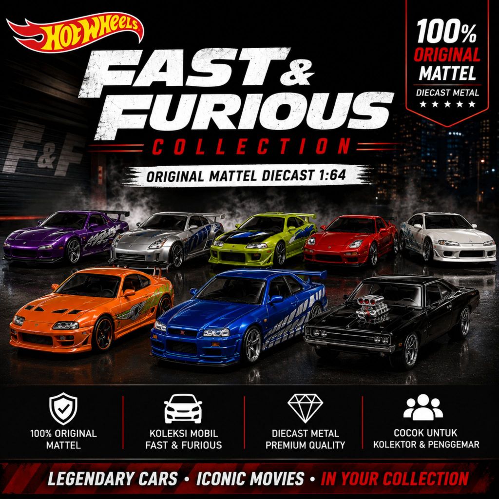 Hot Wheels Fast Furious Original Mattel Diecast 1:64 Skyline Supra RX7 Charger