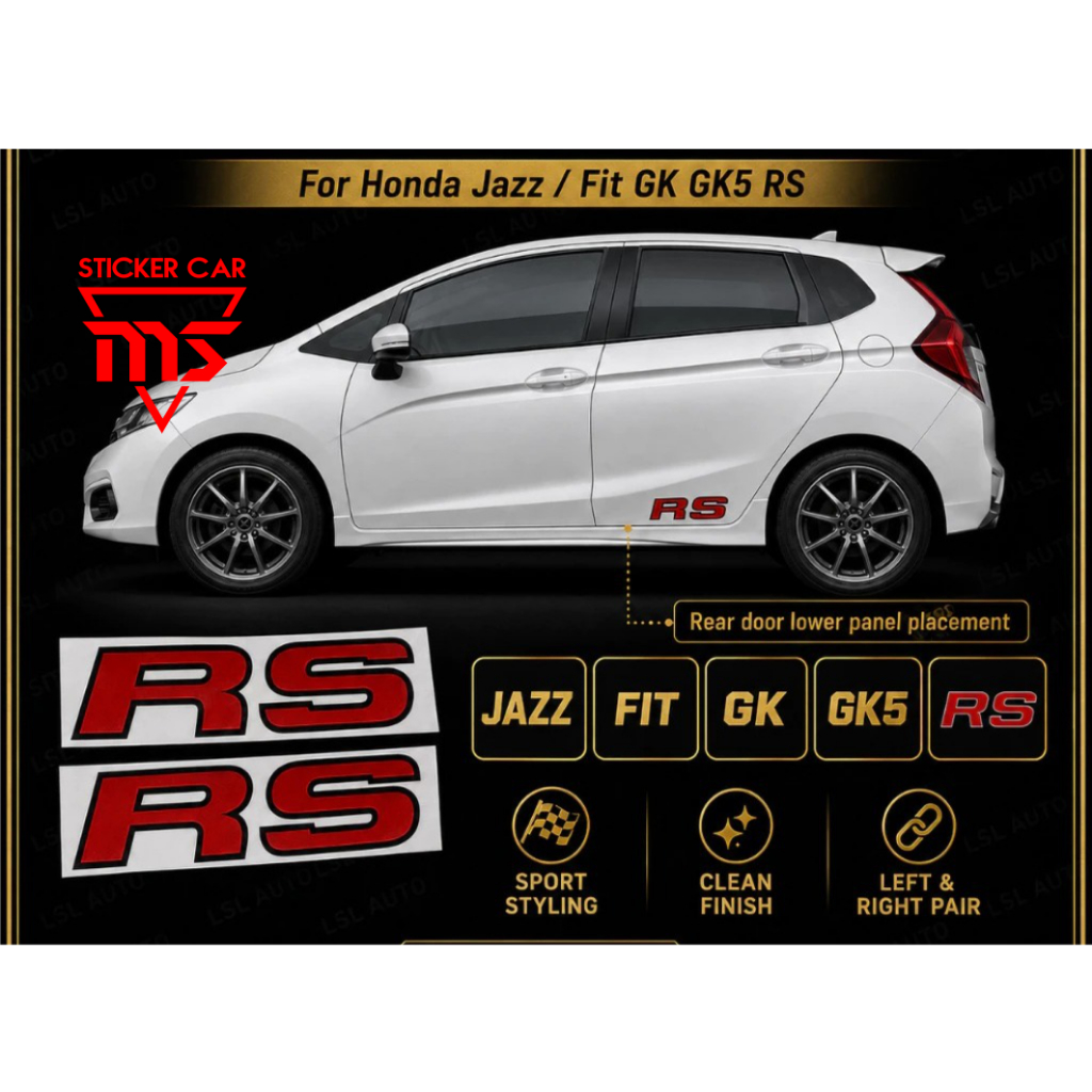สติ๊กเกอร์ประตูด้านหลัง JAZZ / GK / GK5 / RS / HONDA / FIT