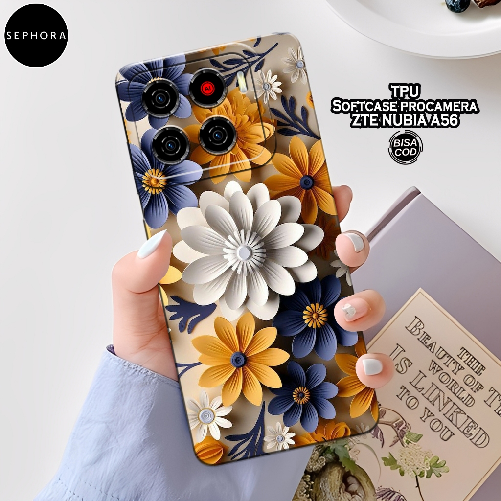 HP เคส ZTE Nubia A56 รุ่นล่าสุด - เคสดอกไม้แฟชั่น - ZTE Nubia A56 Softcase - เคสกล้อง Pro - ZTE Nubi