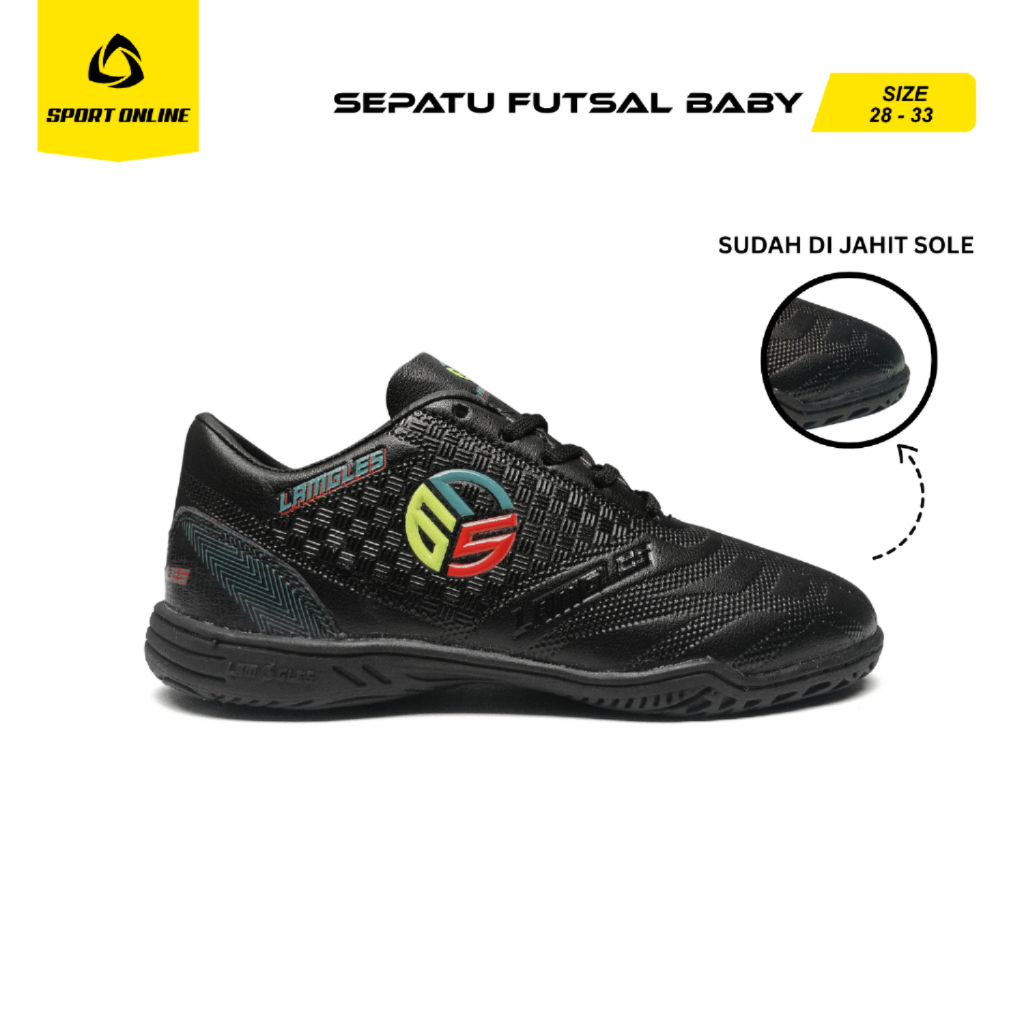 Sport Online - Kinetic 3D Black Original Baby Futsal Shoes Size 28-33