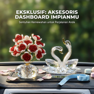 Pajangan Dasboard Mobil Motif Angsa Crystal Mewah Dekorasi Mobil Cantik Hiasan Dashboard Mewah