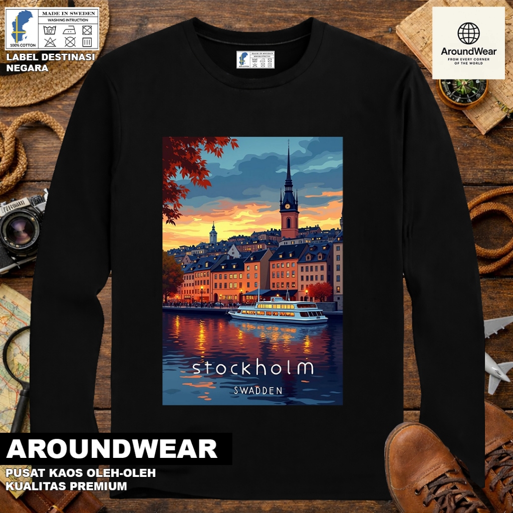 เสื้อยืด LONG-SLEEVED BY SWEDEN 45 พร้อมแท็ก ASAL SWEDEN SOUVENIR ของขวัญพรีเมี่ยม