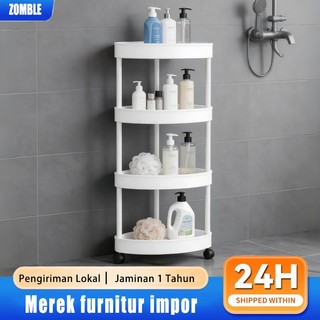 Rak Sudut Segitiga Bertingkat, Rak Lantai Serbaguna untuk Kamar Mandi & Ruang Tamu