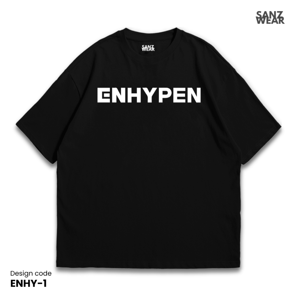 เสื้อยืด SANZ ENHYPEN | เสื้อยืดฟอกหิน | ดําขาว | เพิ่มเสียง-1