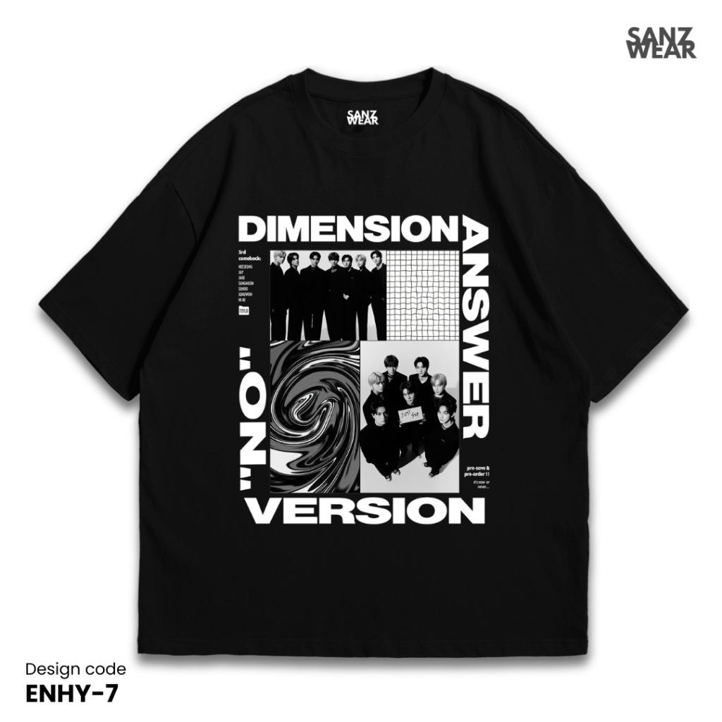 เสื้อยืด SANZ ENHYPEN | เสื้อยืดฟอกหิน | ดําขาว | ENHYPEN-7