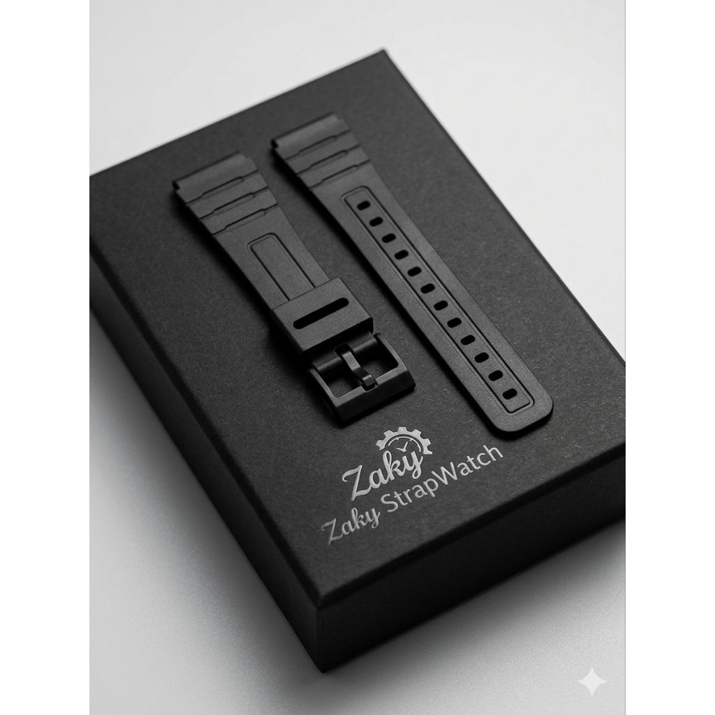 Casio F-91W F-94W F-105W สายนาฬิกายาง CASIO สายยางสีดําเต็ม 18mm.