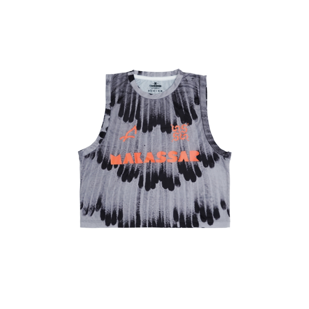 Scratchline Vortex Running Crop Tank Jersey Women Makasar Half Marathon Edition - สีเทา