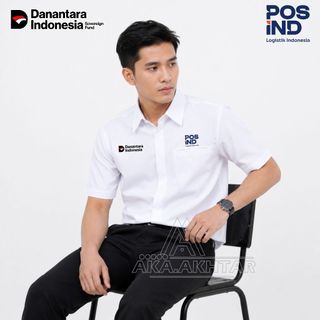 kemeja pria POS INDONESIA DANANTARA TERBARU LENGAN PENDEK DAN PANJANG FULL BORDIR