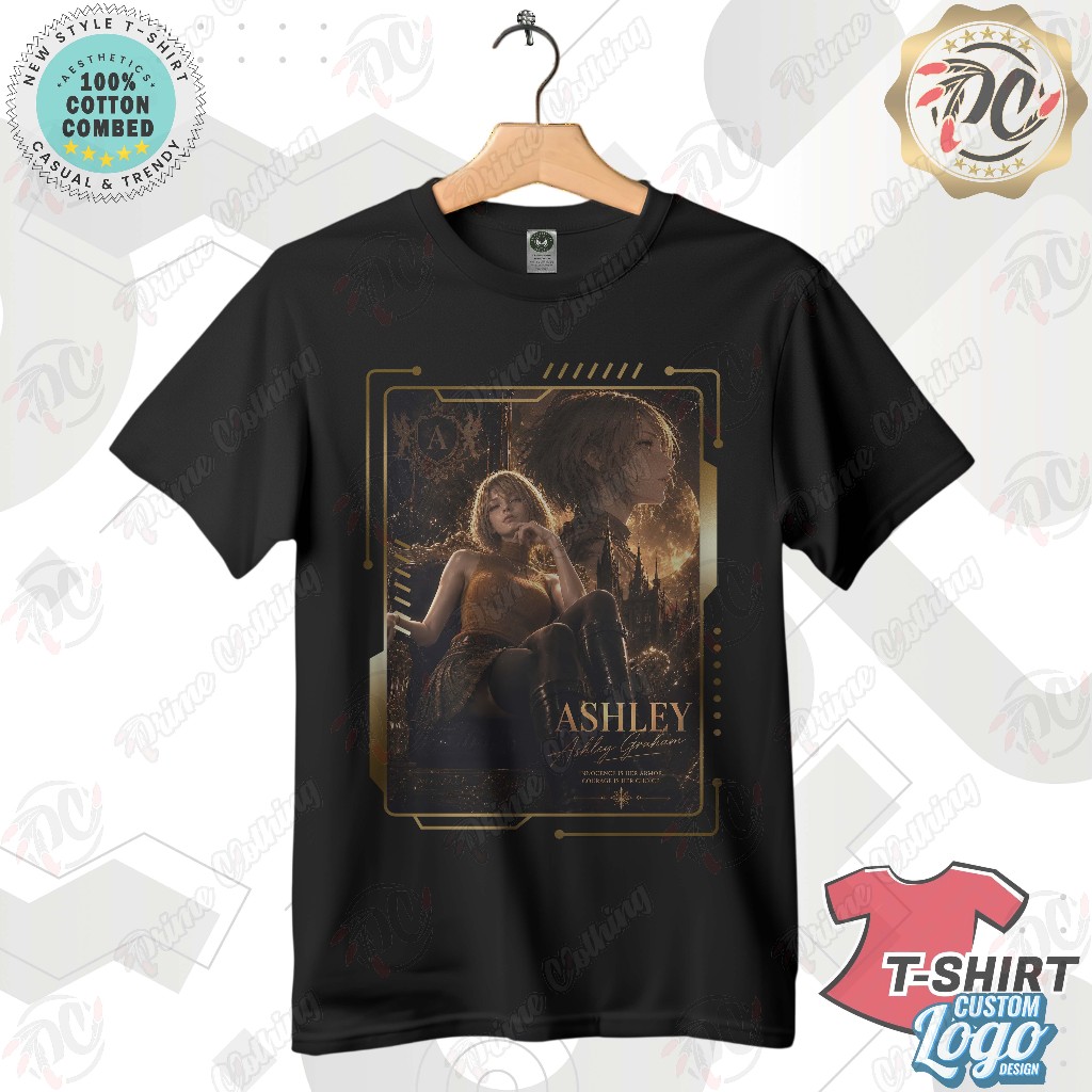 ADULT T-SHIRTS เสื้อยืดสีดําสําหรับผู้ชายและผู้หญิงโลโก้ที่กําหนดเอง CHARACTER DESIGN RESIDENT EVIL 